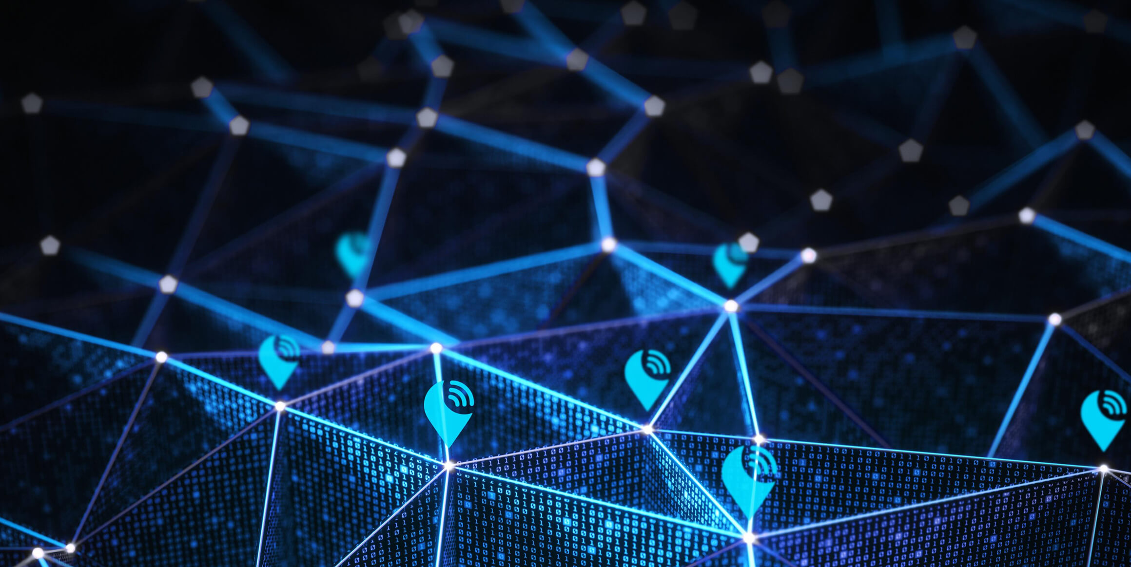 A neuronal grid symbolizing the connectivity that is achieved with the Kinexon IoT software.