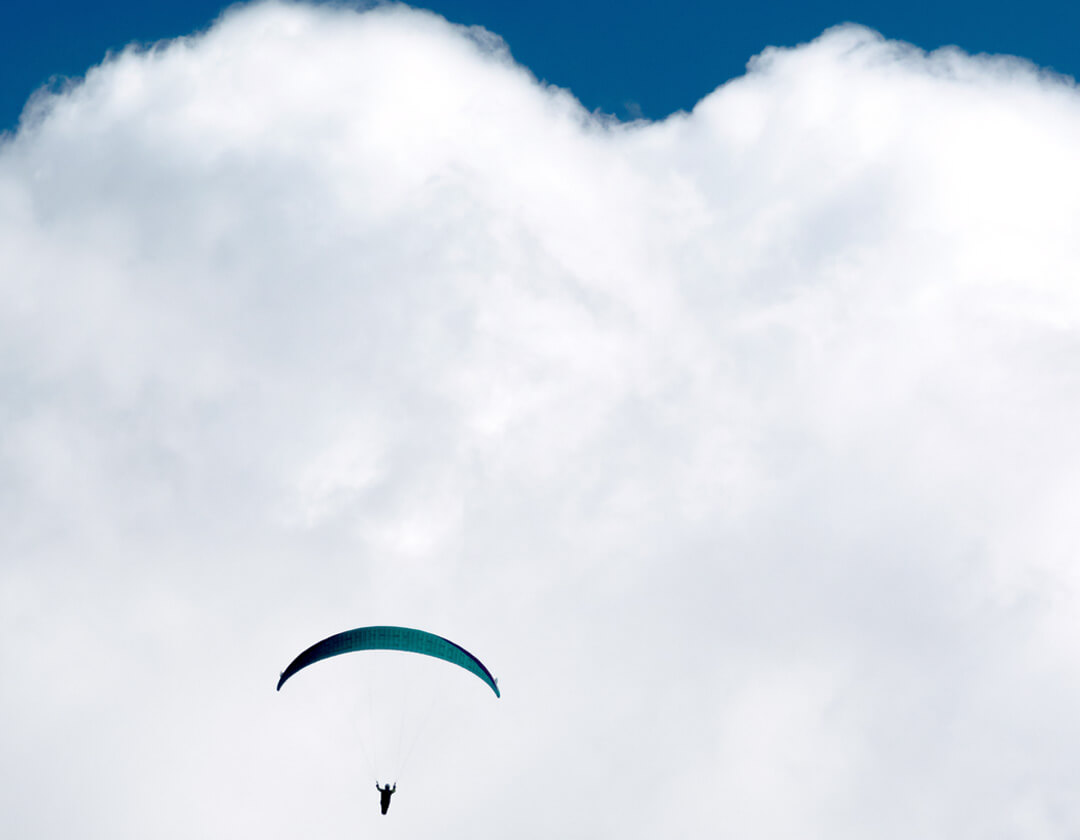 A person on a paragliding flight.