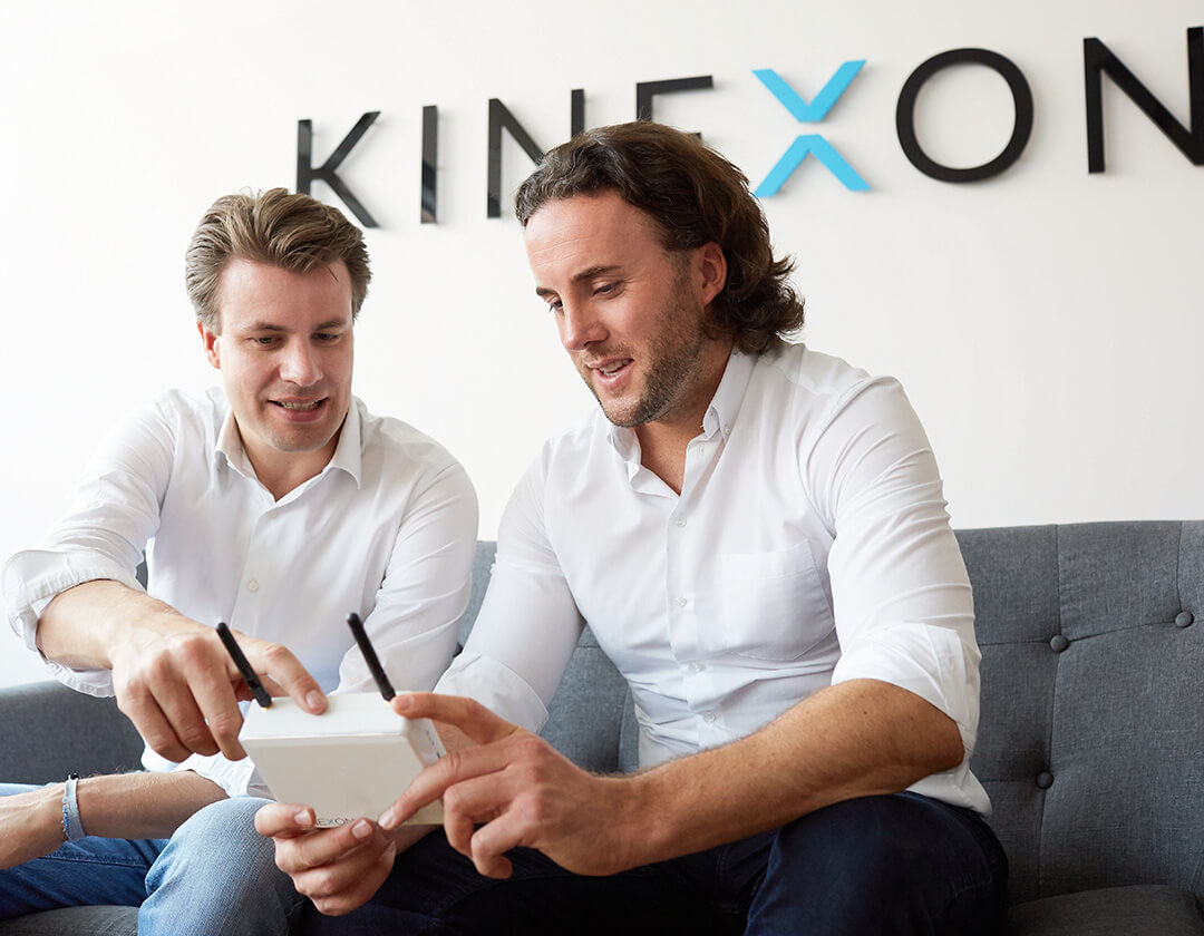 The two Kinexon founders, Oliver Trinchera and Alexander Hüttenbrink in the office.